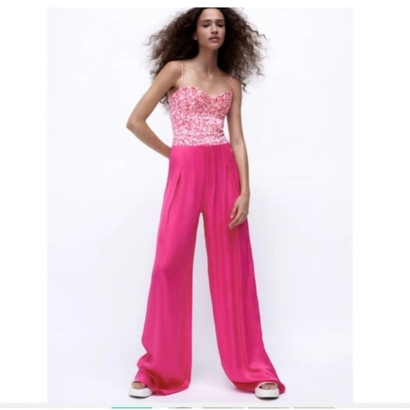 ZARA Floral Printed Corset Bodysuit Sz-L - Picture 2 of 12